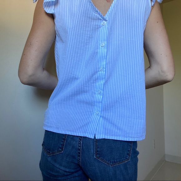 Who What Where stripe button-back shoulder-bow top - Picture 8 of 16